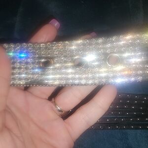 Silver Rhinestone Studded Belt